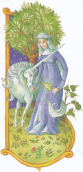 Hildegard von Bingen mit Einhorn